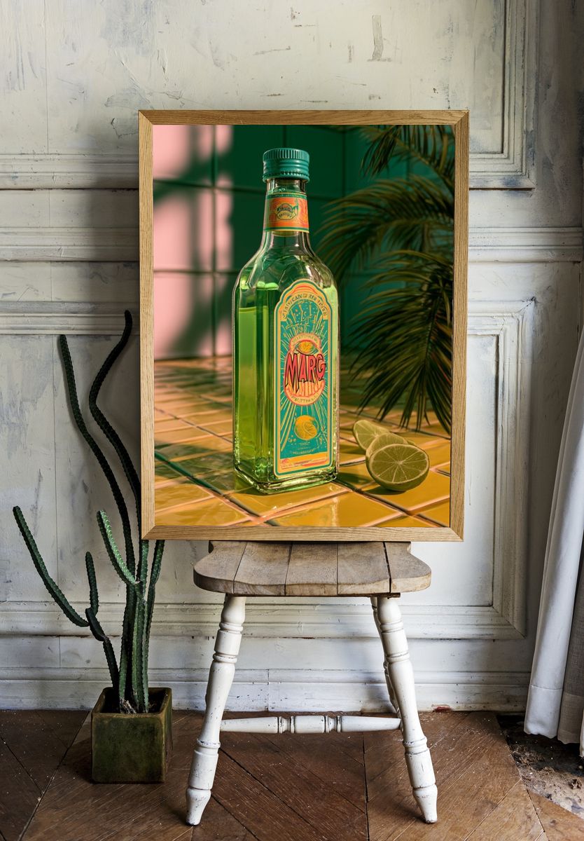Margarita Bottle Still Life Poster. — room view 1