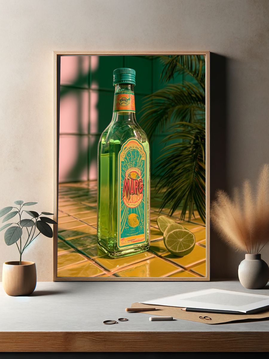 Margarita Bottle Still Life Poster. — room view 2