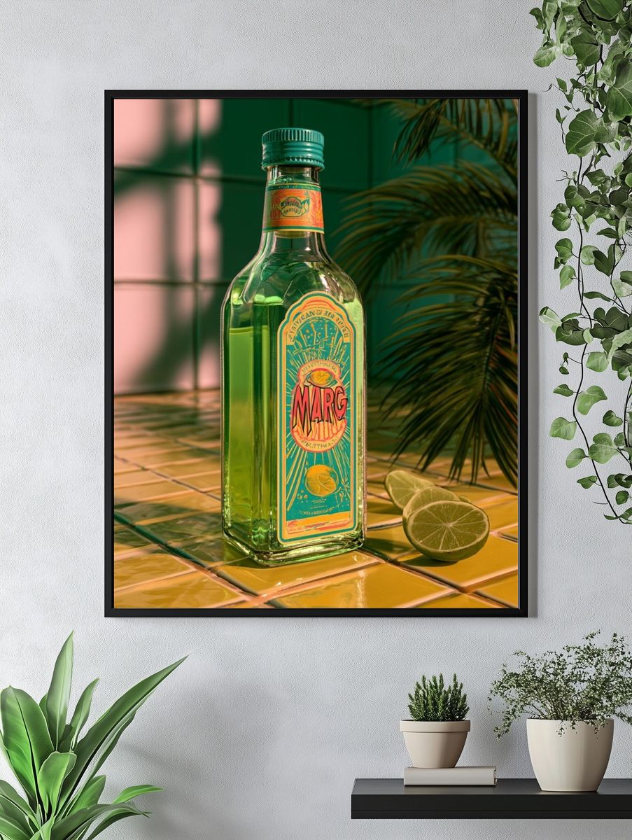 Margarita Bottle Still Life Poster. — room view 4