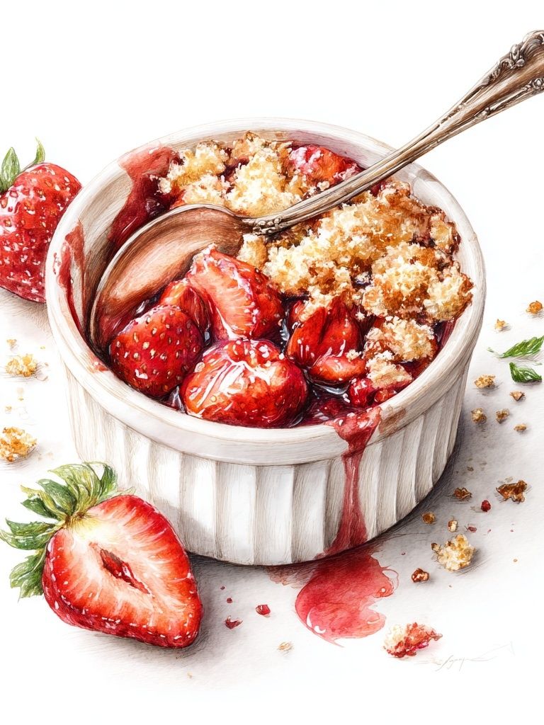 Strawberry Dessert Watercolor Poster. poster — food-drink art