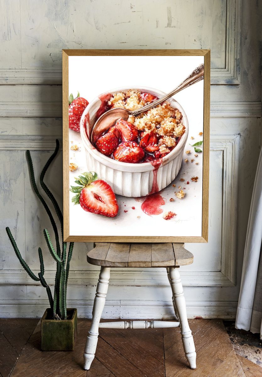 Strawberry Dessert Watercolor Poster. room preview