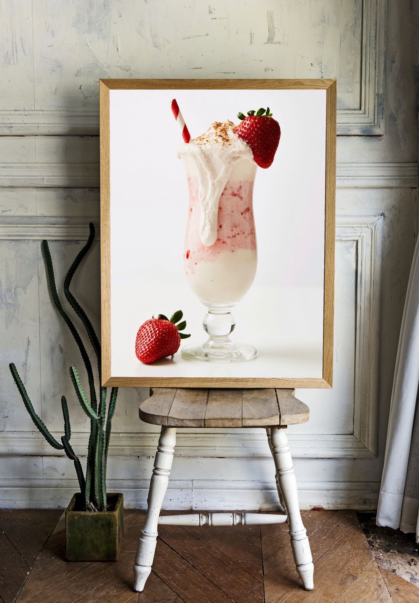 Strawberry Milkshake Photography Poster. — room view 1
