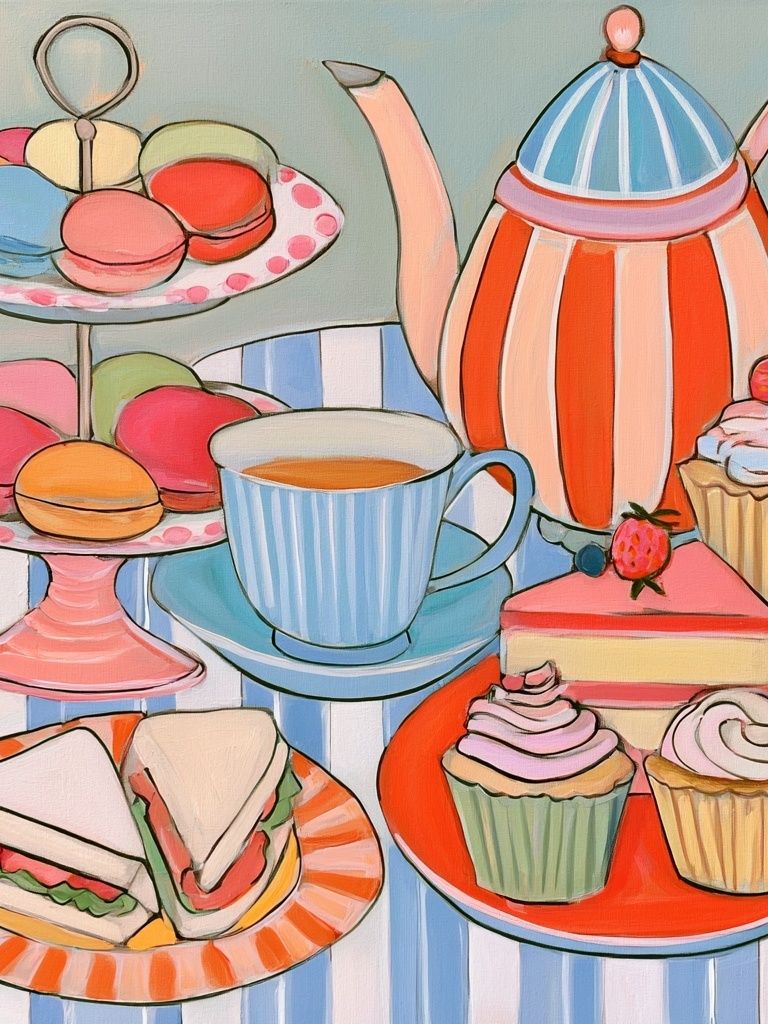Afternoon Tea Treats Illustration Poster. poster — food-drink art
