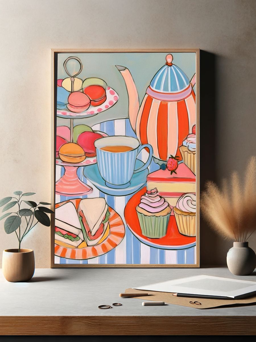 Afternoon Tea Treats Illustration Poster. — room view 2