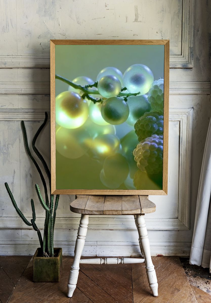 Glowing Grapes Still Life Print. — room view 1