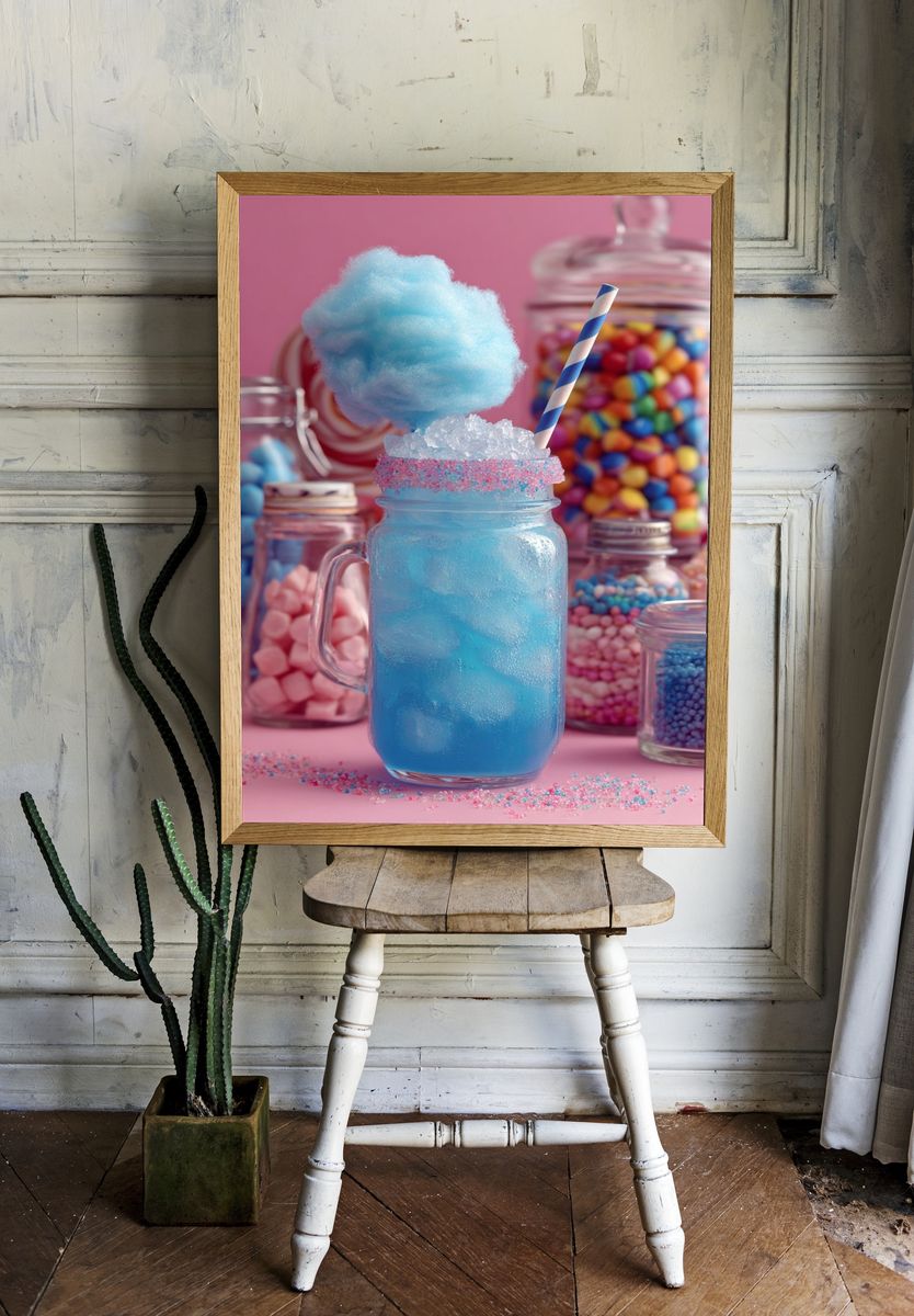 Blue Cotton Candy Drink Poster. — room view 1