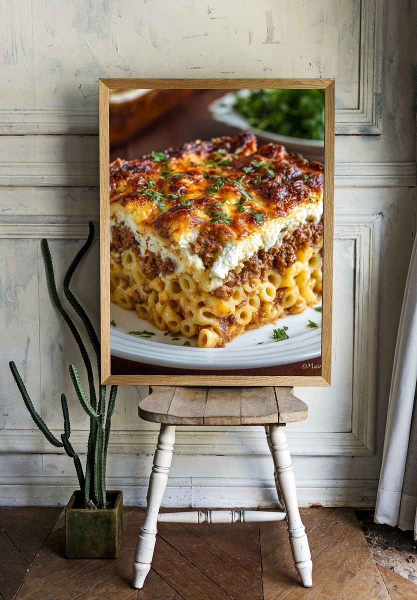 Baked Pasta Casserole Photography Poster. room preview