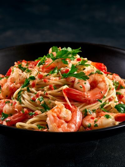 Shrimp Pasta Food Photography Poster.
