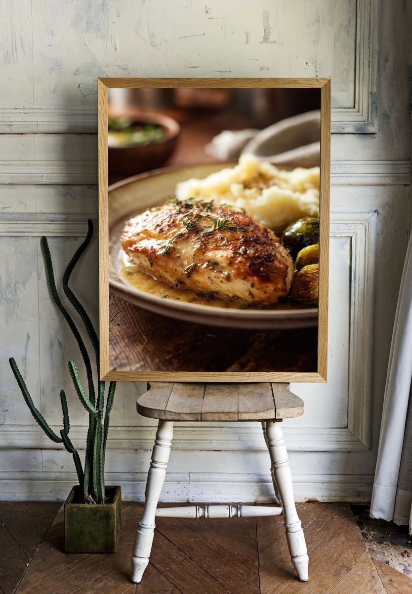 Roasted Chicken Dinner Photography Poster. — room view 1