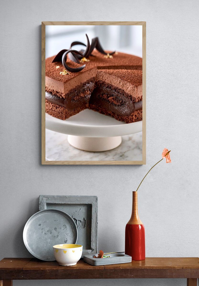 Chocolate Cake Slice Food-Drink Poster. — room view 3