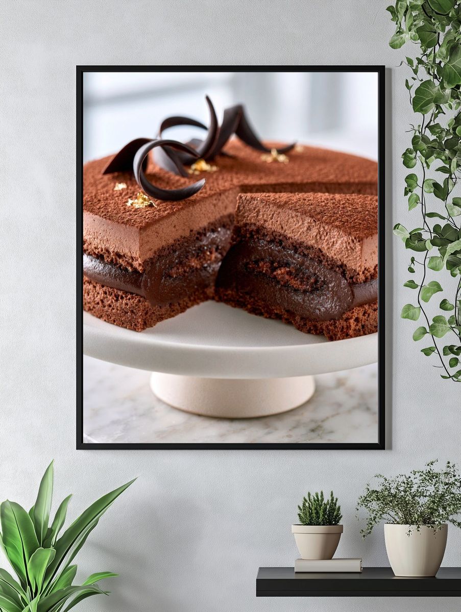Chocolate Cake Slice Food-Drink Poster. — room view 4