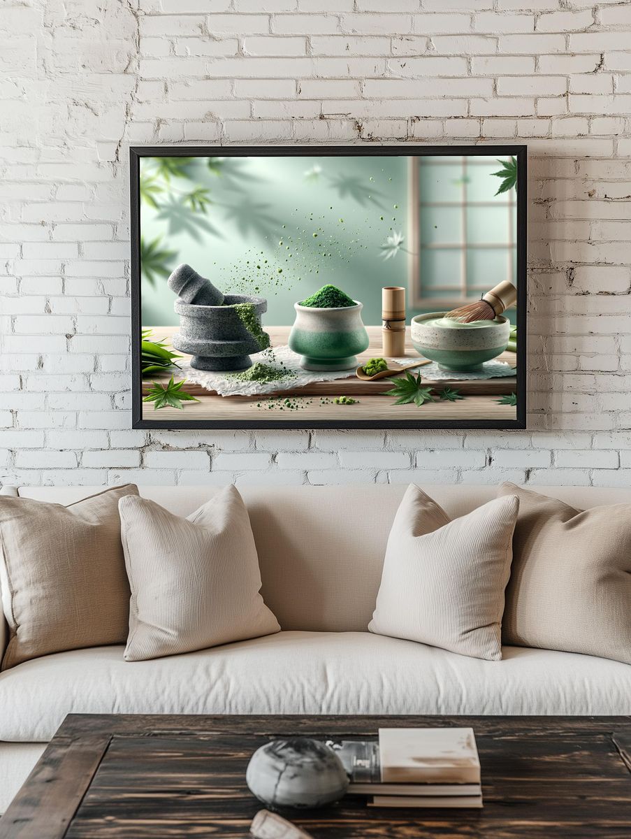 Matcha Tea Ceremony Still Life Poster. — room view 1
