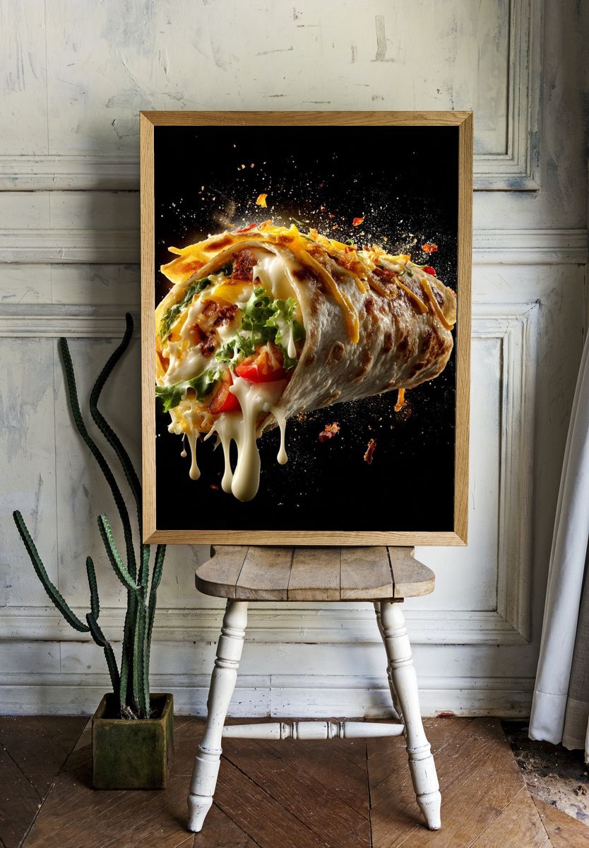 Exploding Burrito Food-Drink Poster. room preview