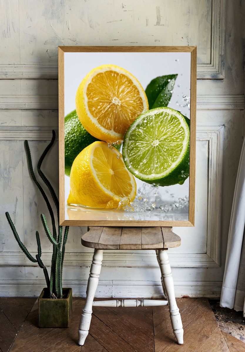 Citrus Splash Still Life Print. — room view 1