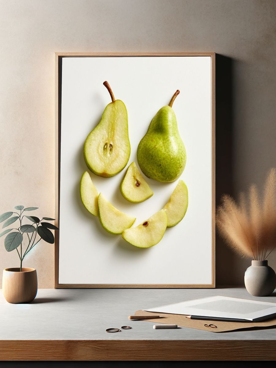 Green Pear Still Life Photography Poster. — room view 2