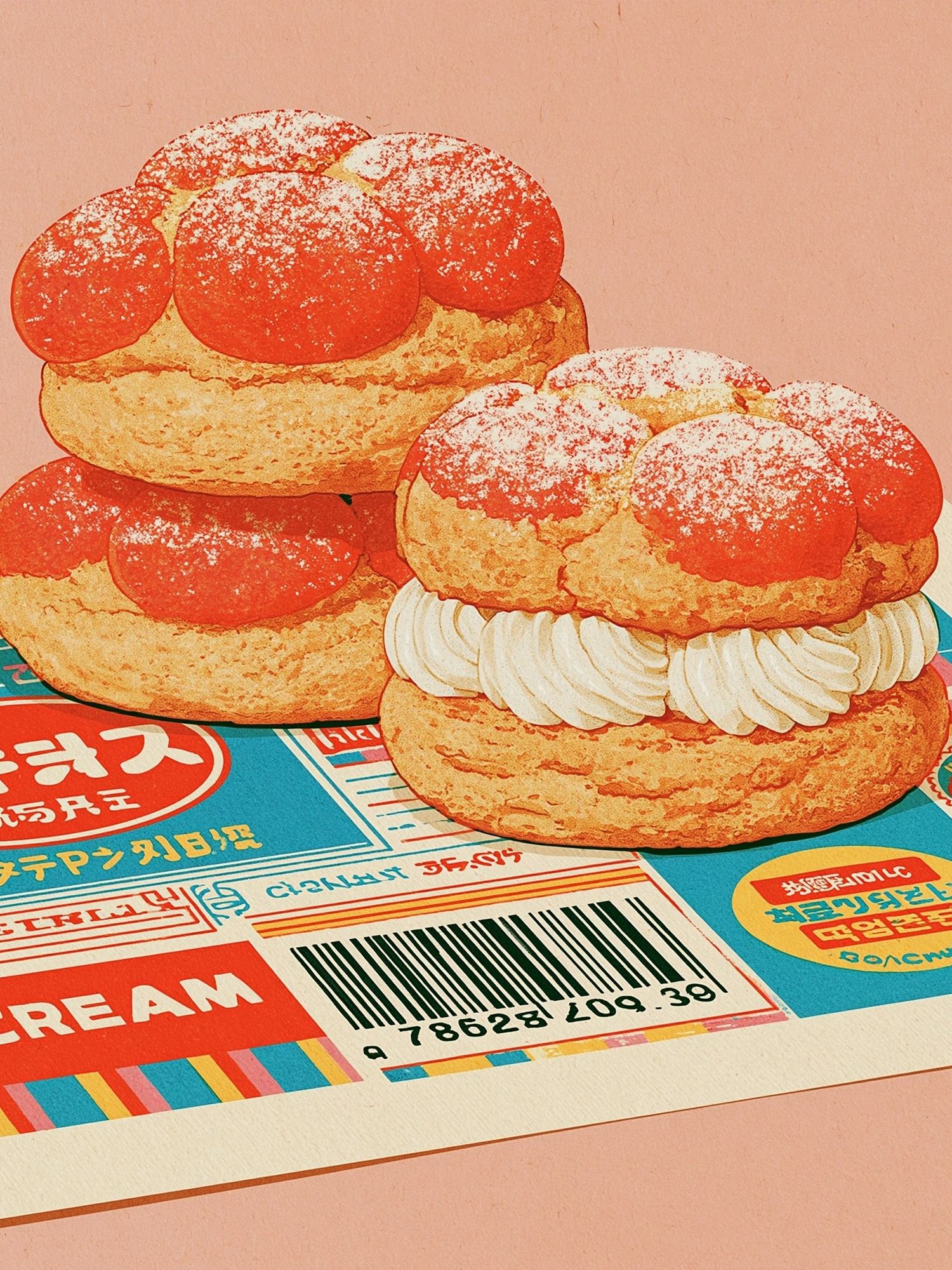 Retro Cream Puffs Food Poster. poster detail