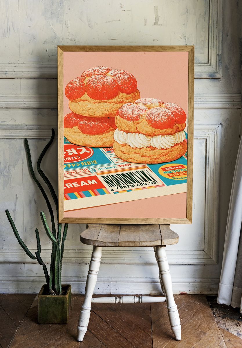 Retro Cream Puffs Food Poster. — room view 1
