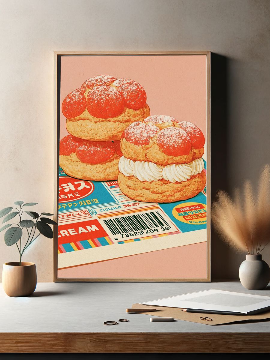 Retro Cream Puffs Food Poster. — room view 2