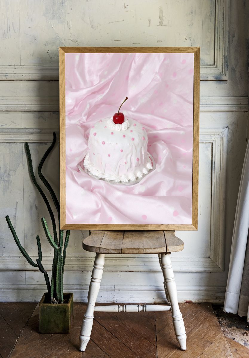 Cherry Cake Still Life Poster. — room view 1