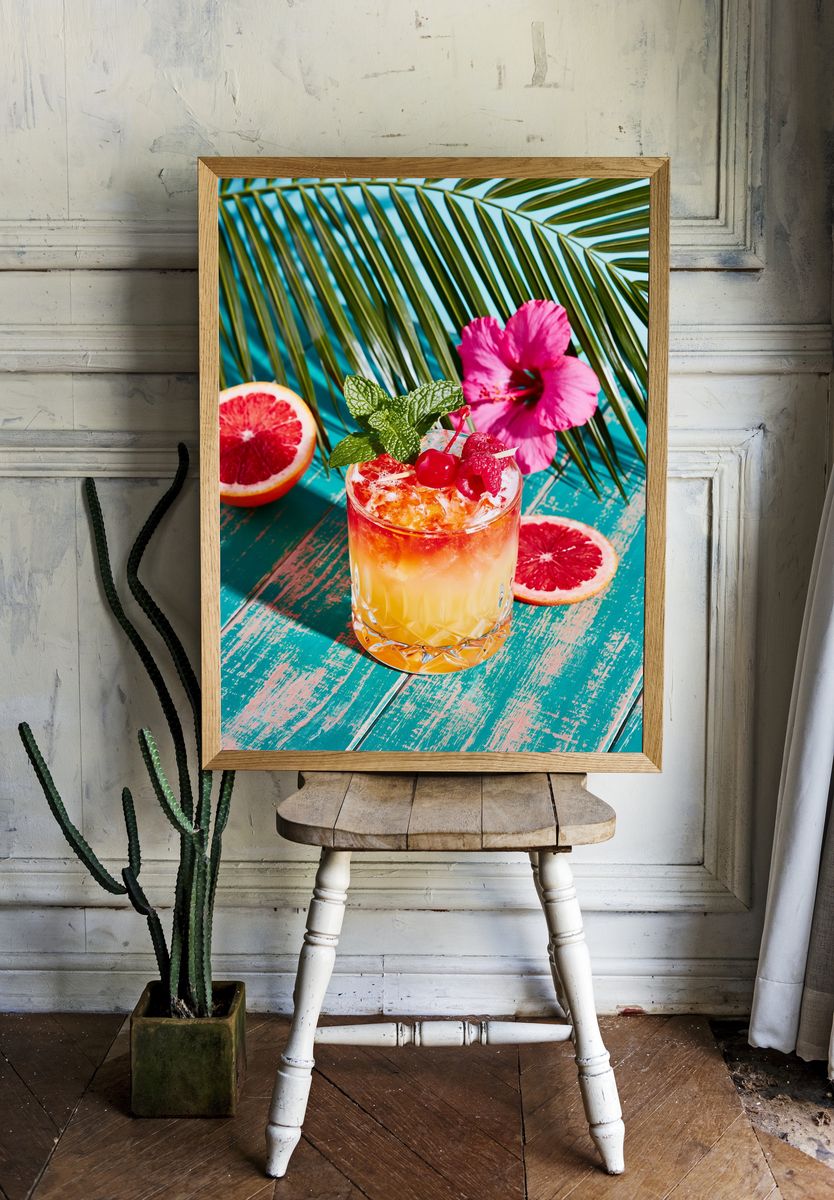 Tropical Citrus Cocktail Photography Poster. — room view 1