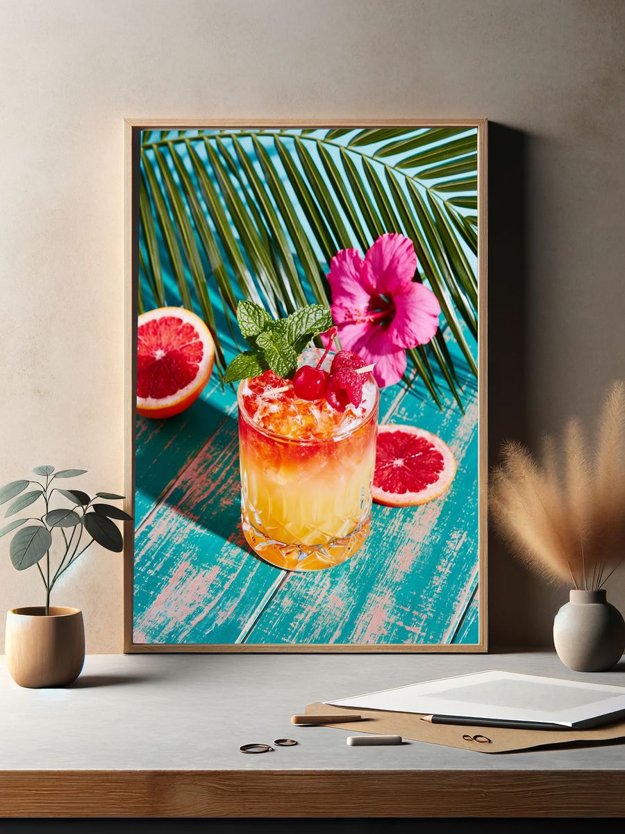 Tropical Citrus Cocktail Photography Poster. — room view 2