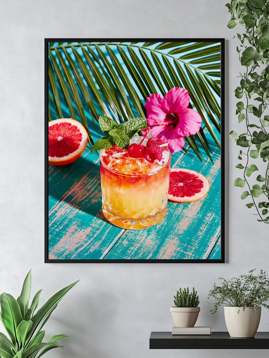 Tropical Citrus Cocktail Photography Poster. — room view 4
