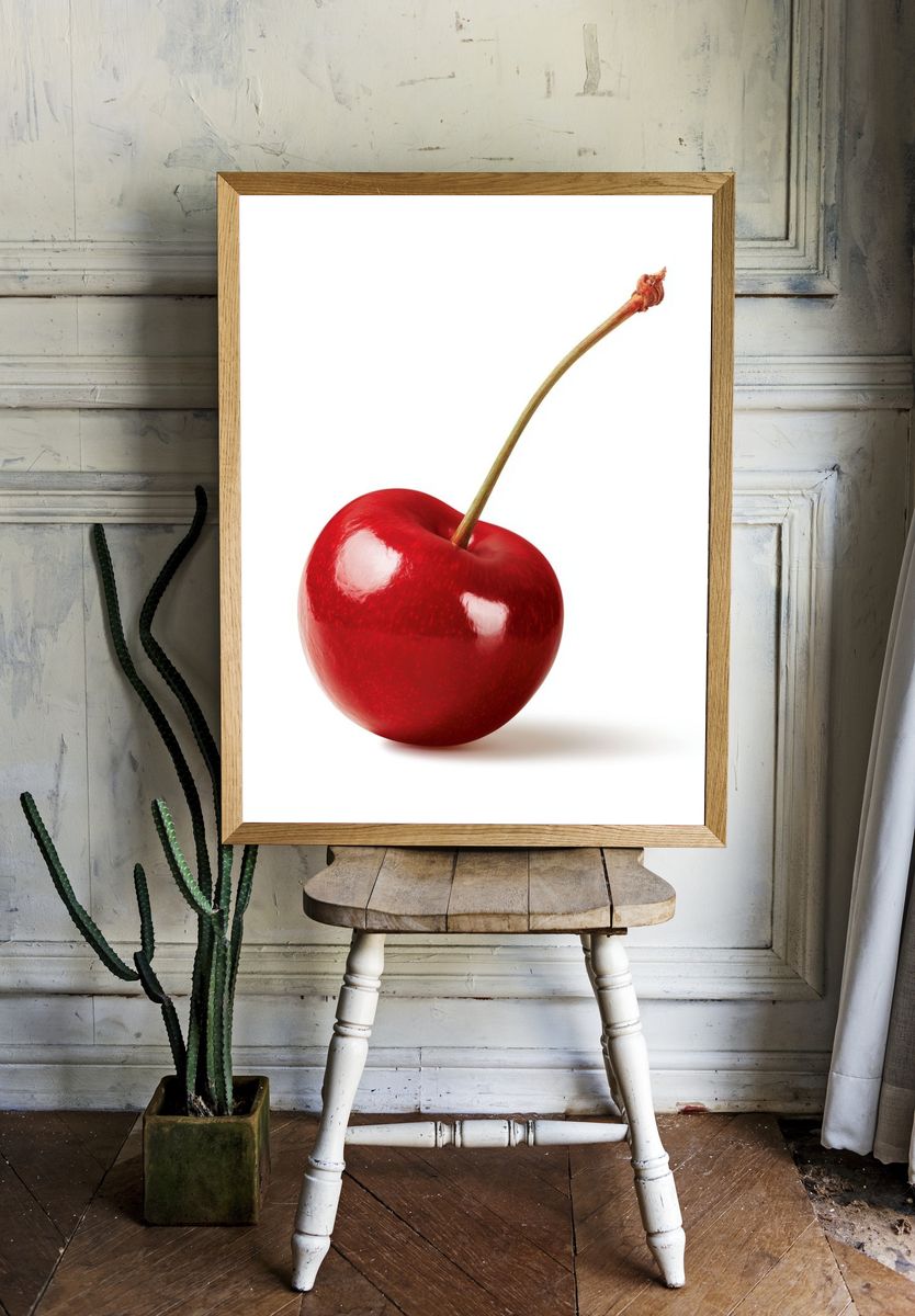 Glossy Cherry Photography Poster. — room view 1