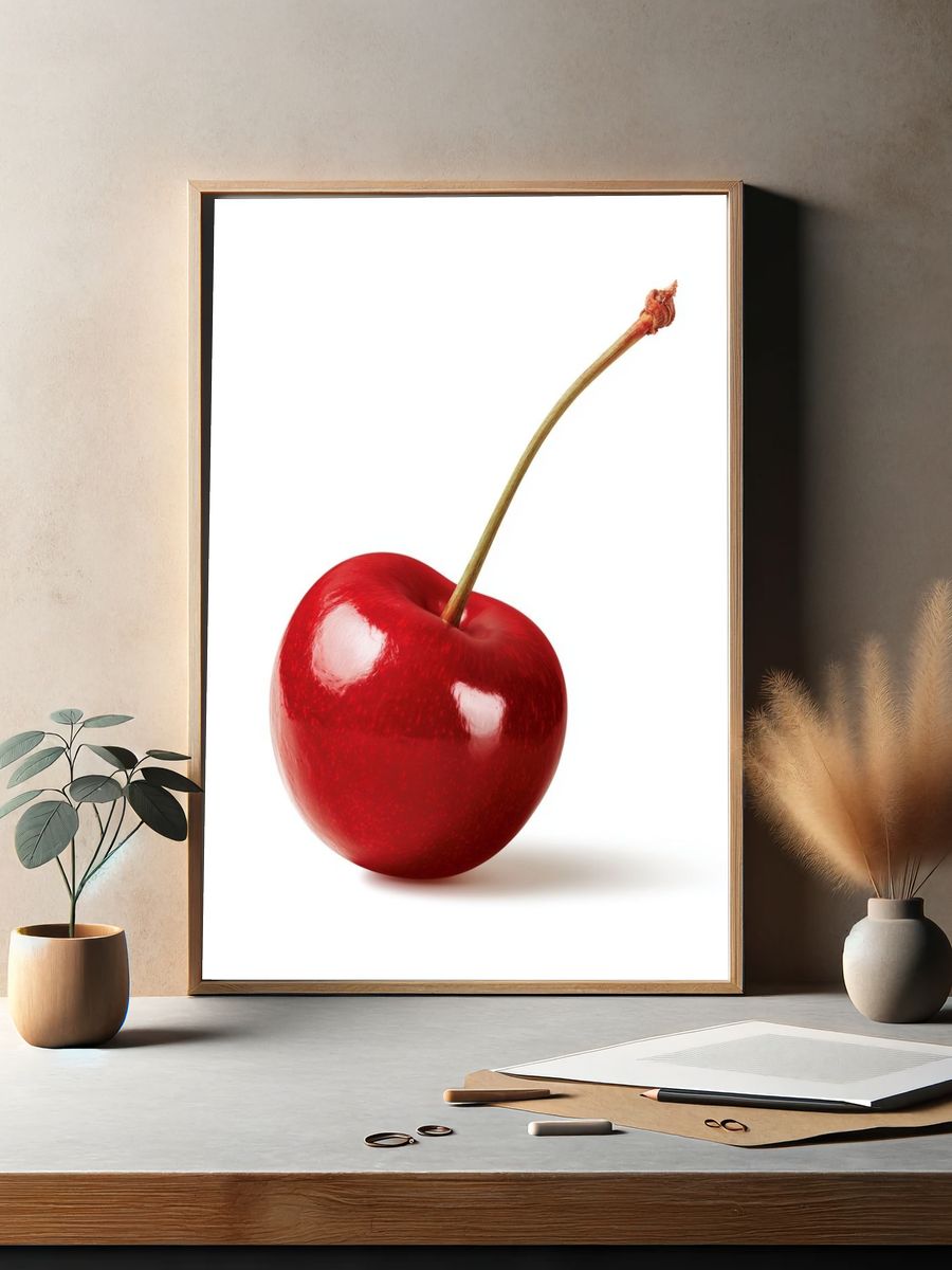 Glossy Cherry Photography Poster. — room view 2
