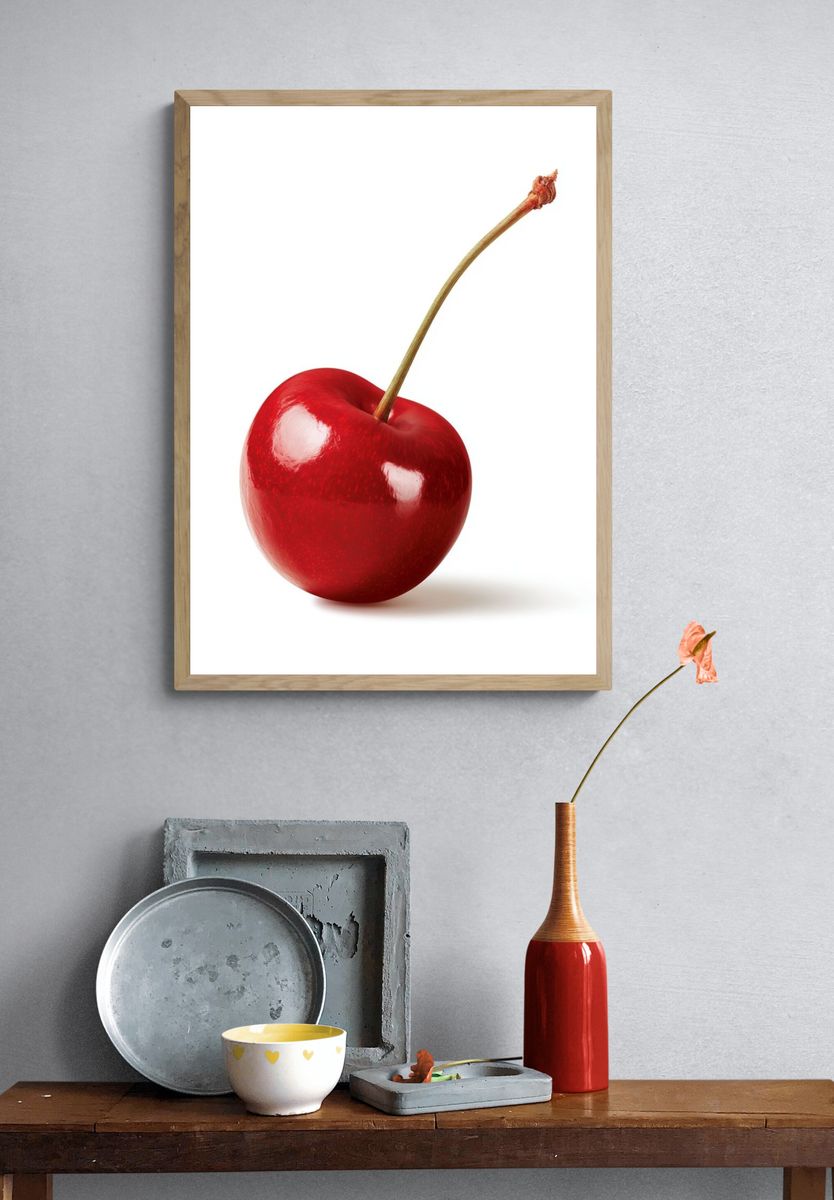 Glossy Cherry Photography Poster. — room view 3