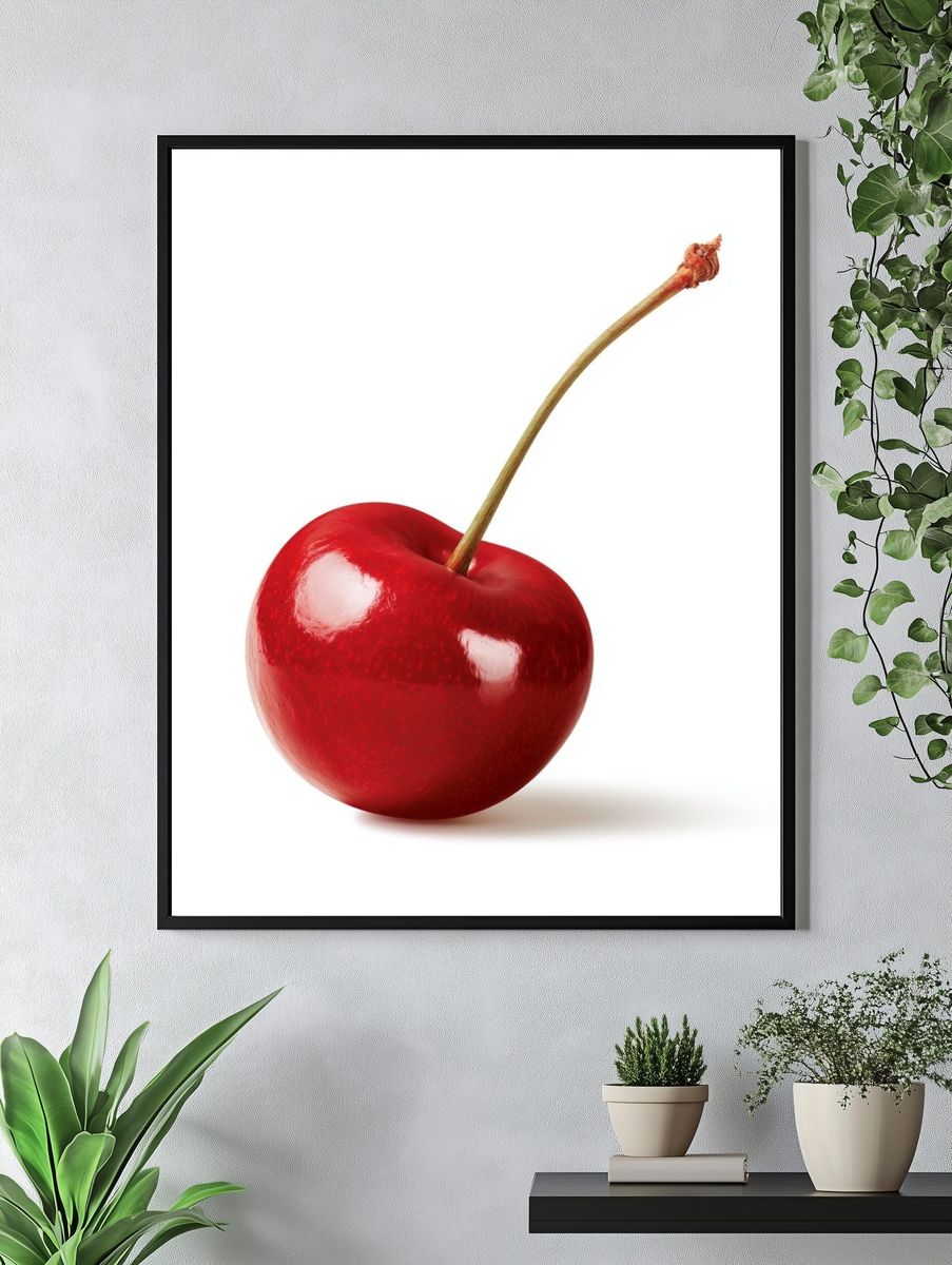 Glossy Cherry Photography Poster. — room view 4