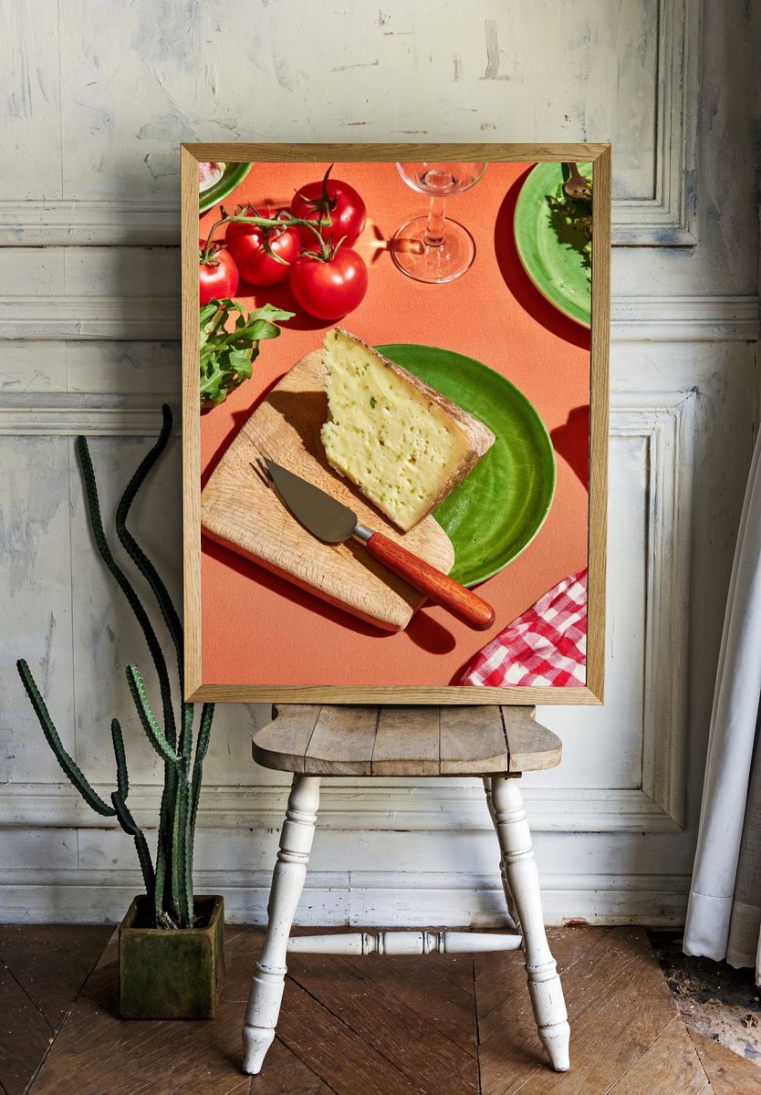 Rustic Cheese Still Life Poster. — room view 1