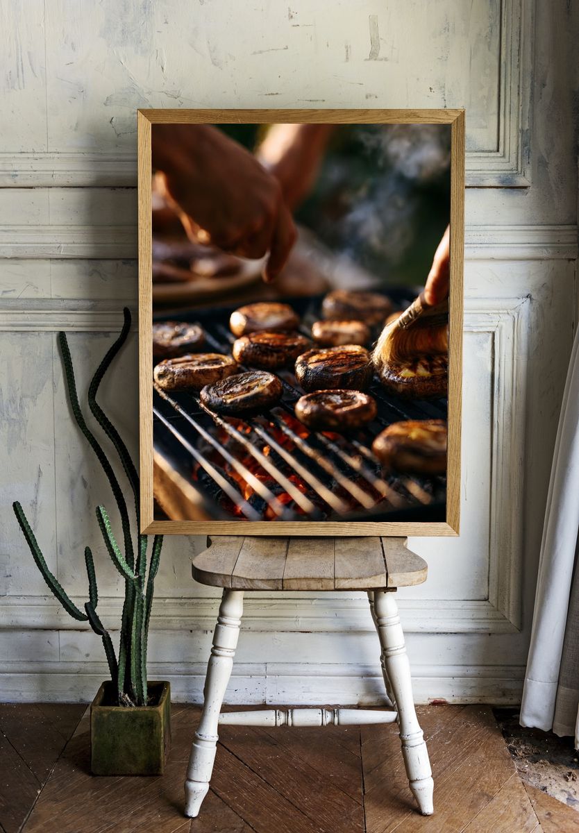 Grilled Mushrooms Food-Drink Poster. — room view 1