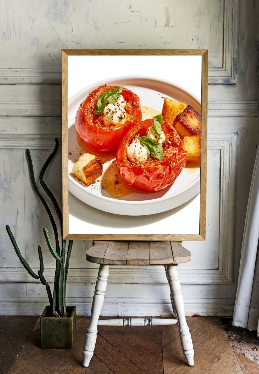 Roasted Tomato and Burrata Food Print. — room view 1