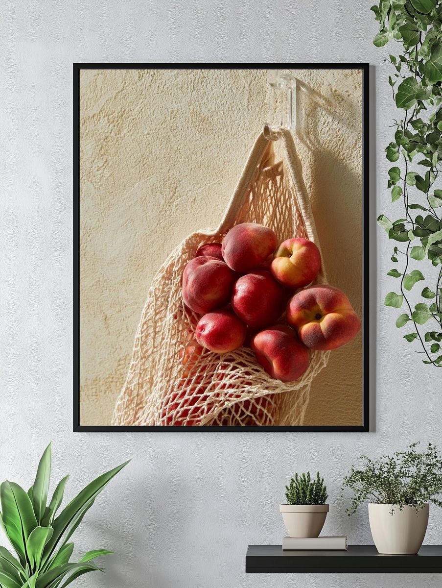 Peaches in Net Bag Photography Poster. — room view 4