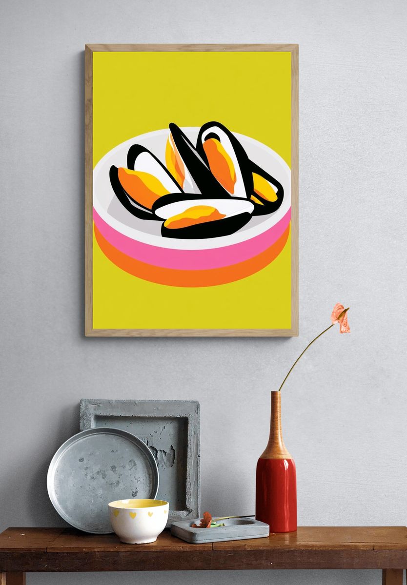 Mussel Shell Pop Art Poster. — room view 3