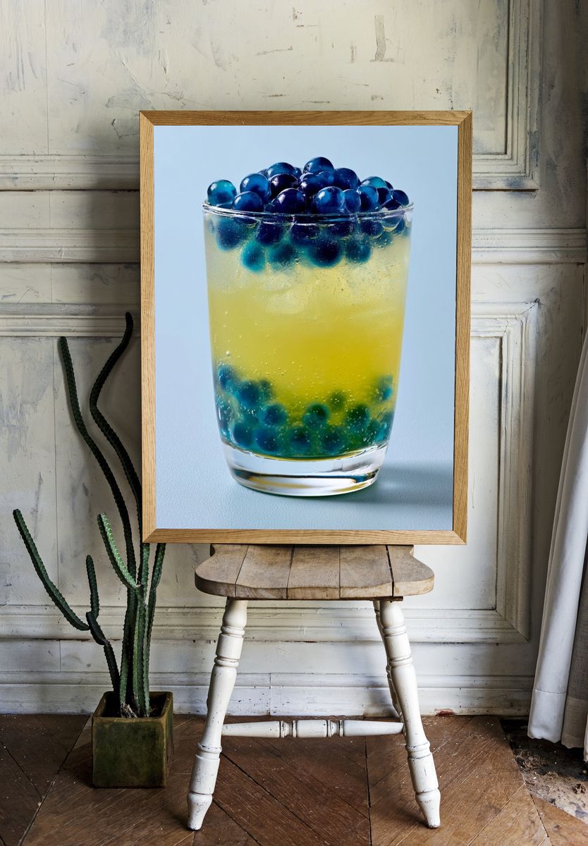 Blue Berry Cocktail Photography Poster. — room view 1