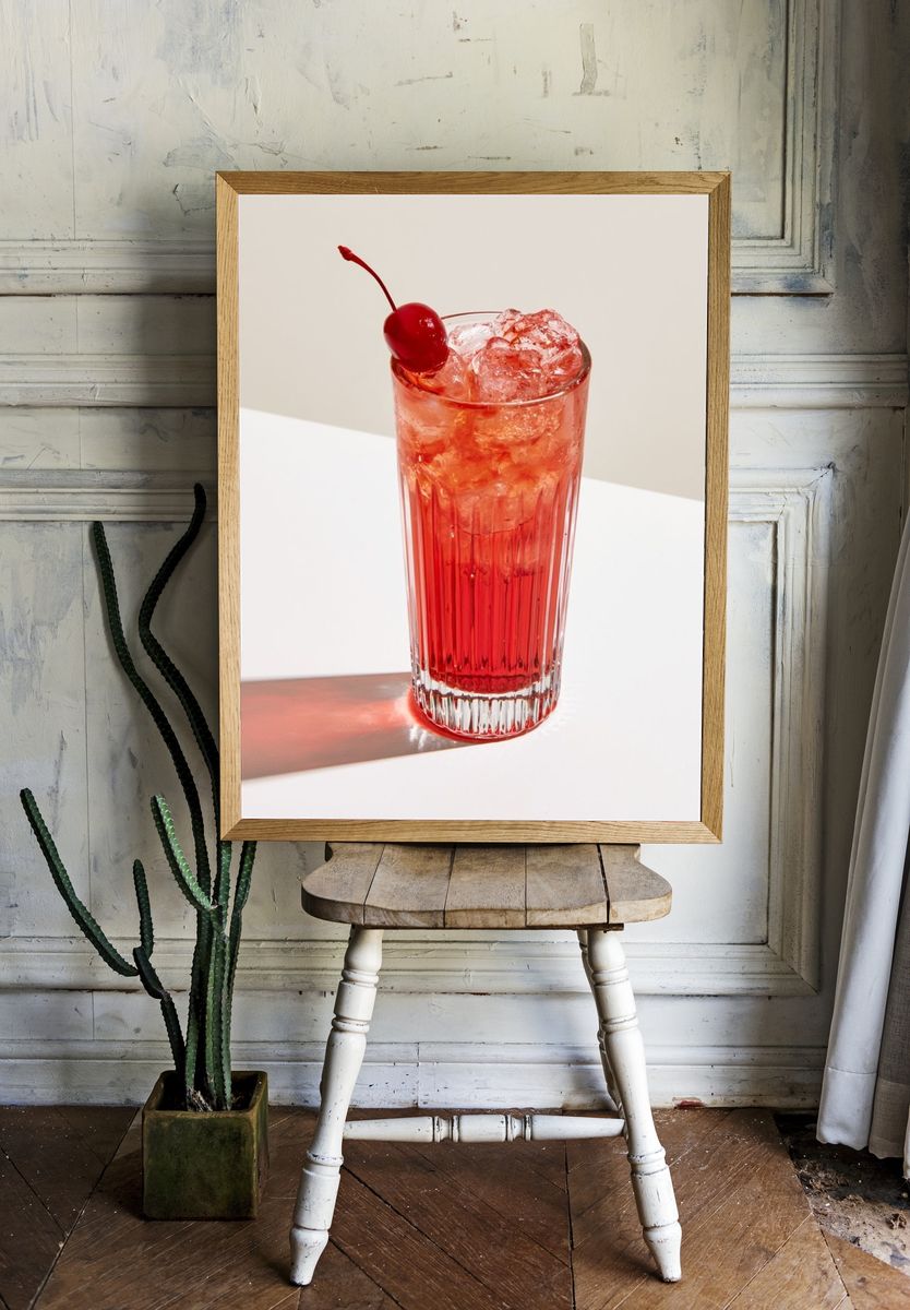 Cherry Cocktail Photography Poster. — room view 1