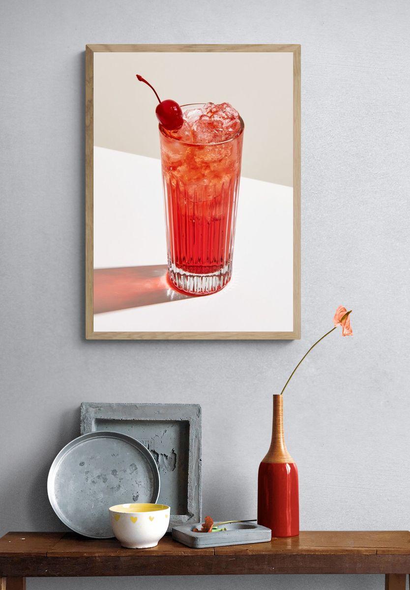 Cherry Cocktail Photography Poster. — room view 3