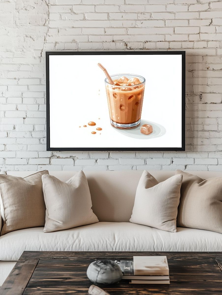 Iced Coffee Illustration Poster. — room view 1