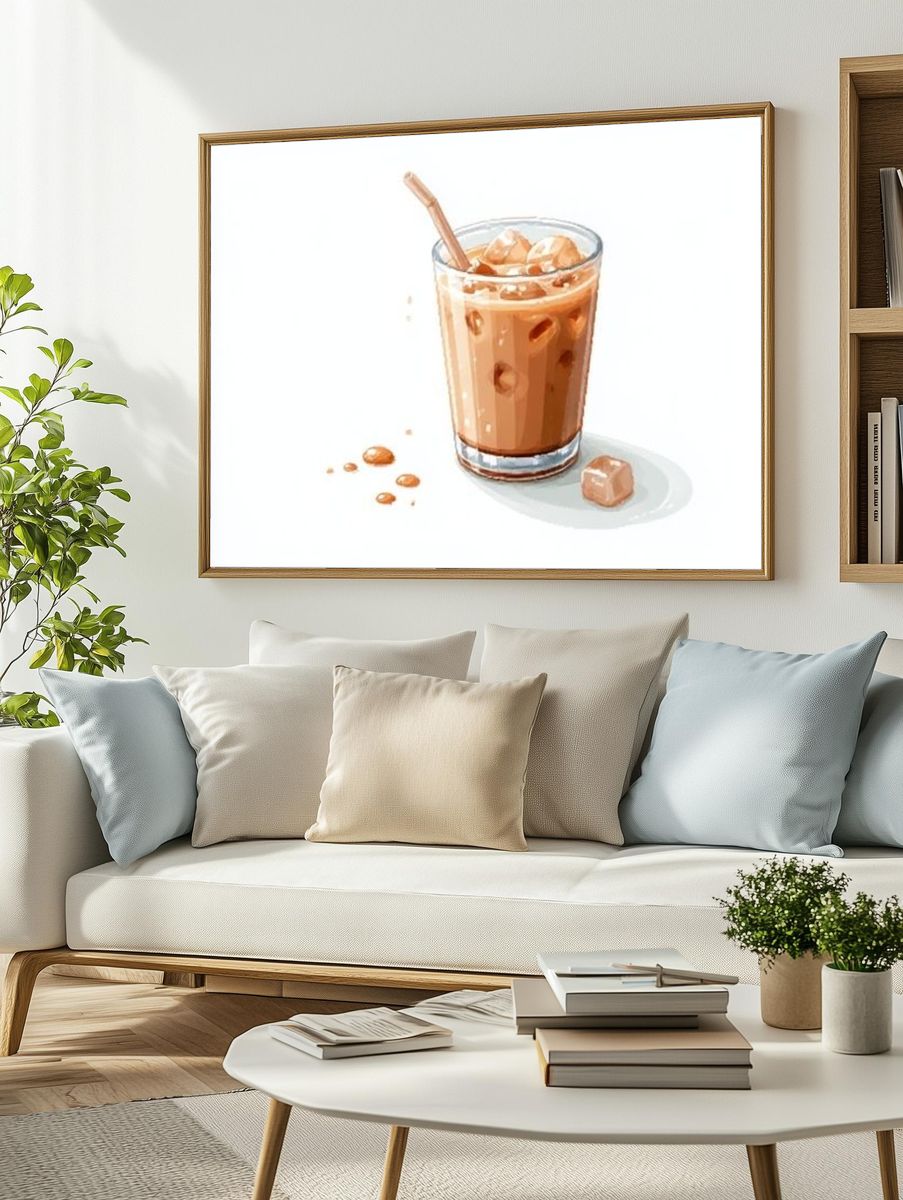 Iced Coffee Illustration Poster. — room view 2