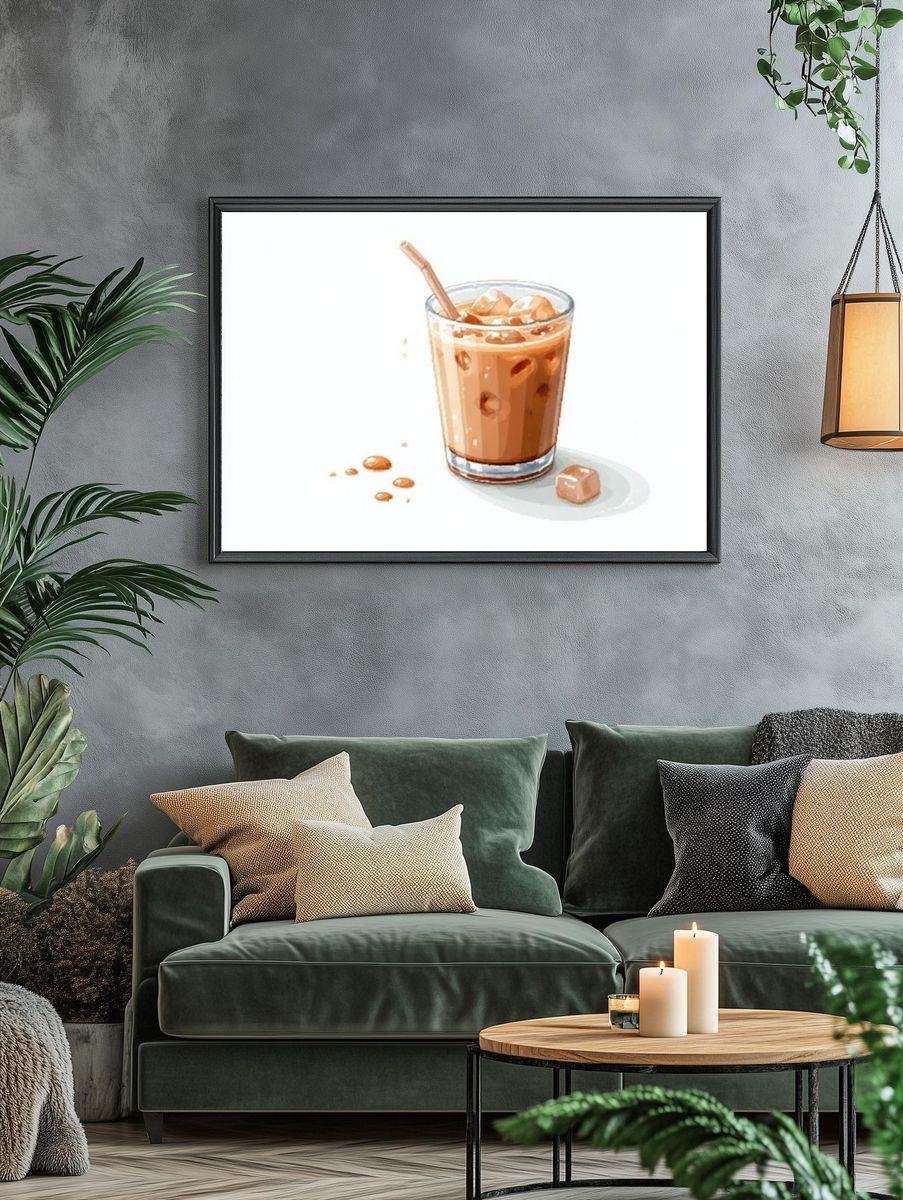Iced Coffee Illustration Poster. — room view 4