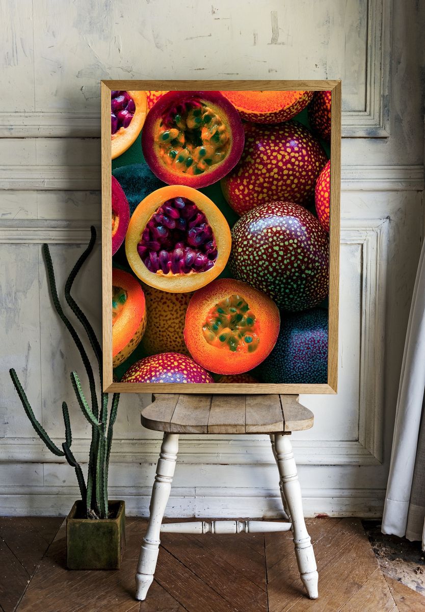 Passion Fruit Still Life Poster. room preview