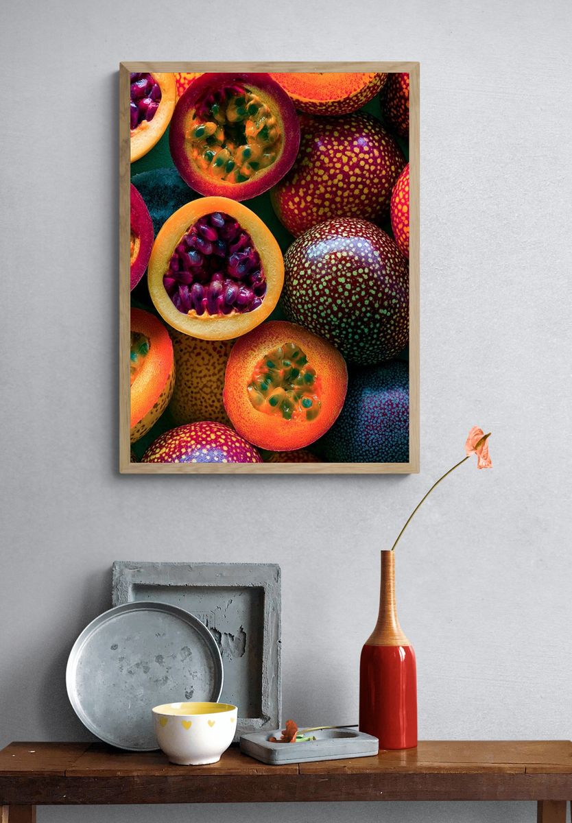 Passion Fruit Still Life Poster. — room view 3