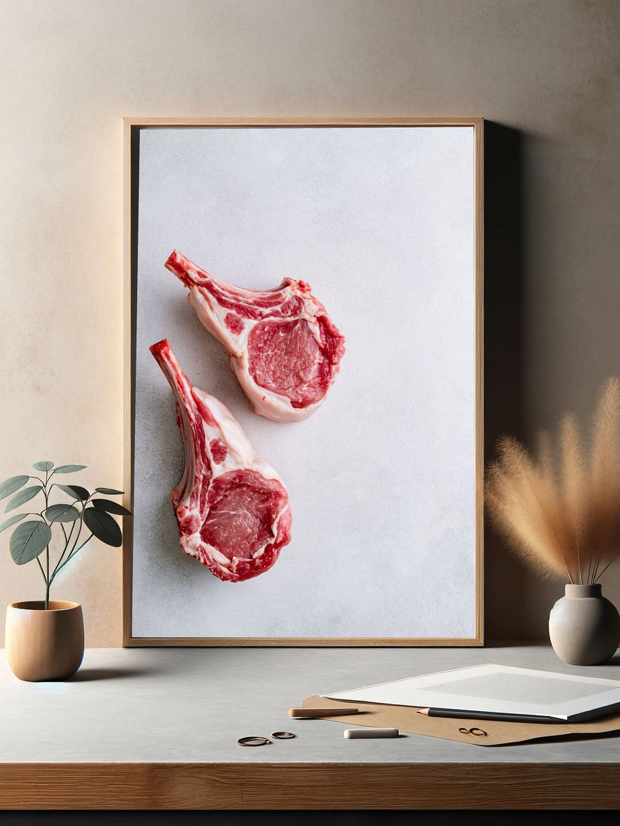 Raw Lamb Chops Photography Poster. — room view 2