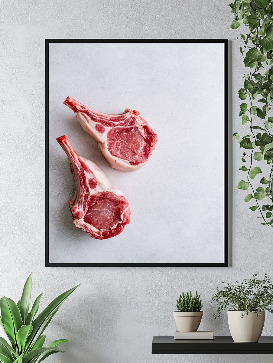 Raw Lamb Chops Photography Poster. — room view 4