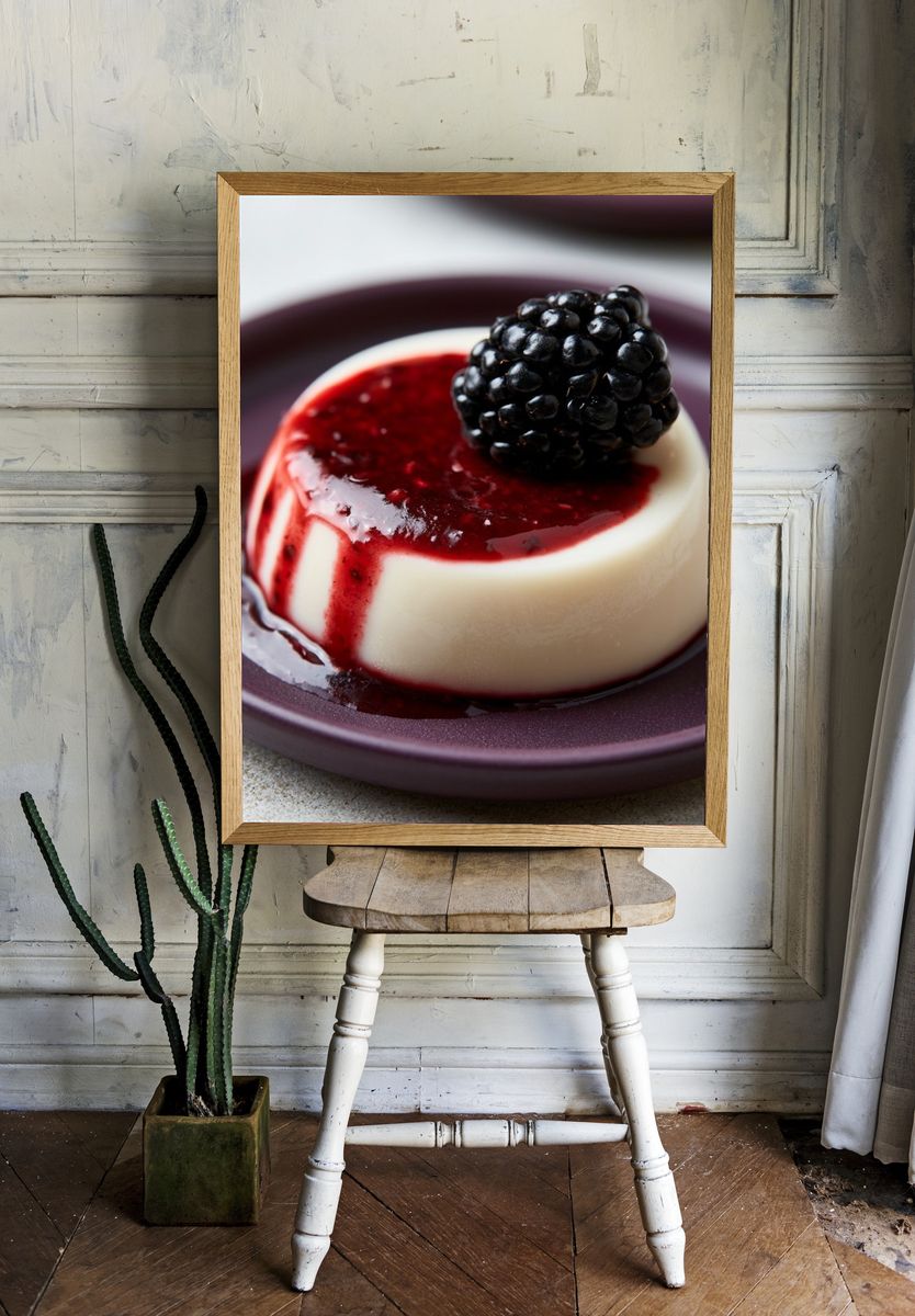 Blackberry Panna Cotta Food-Drink Poster. — room view 1