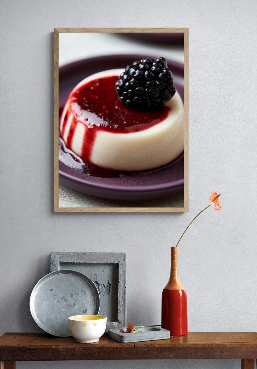 Blackberry Panna Cotta Food-Drink Poster. — room view 3