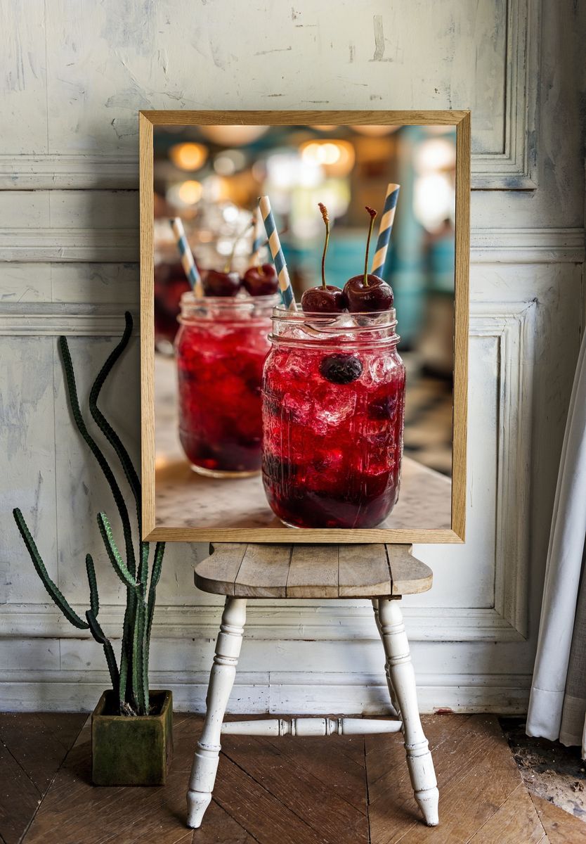 Cherry Cocktail Photography Print. room preview