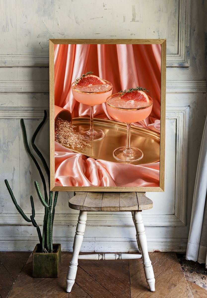 Grapefruit Cocktail Still Life Print. — room view 1