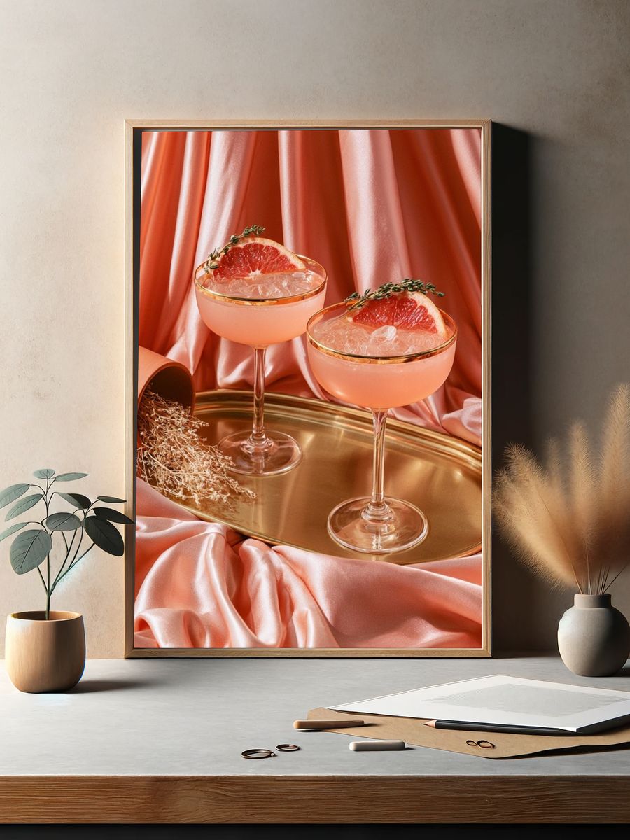 Grapefruit Cocktail Still Life Print. — room view 2